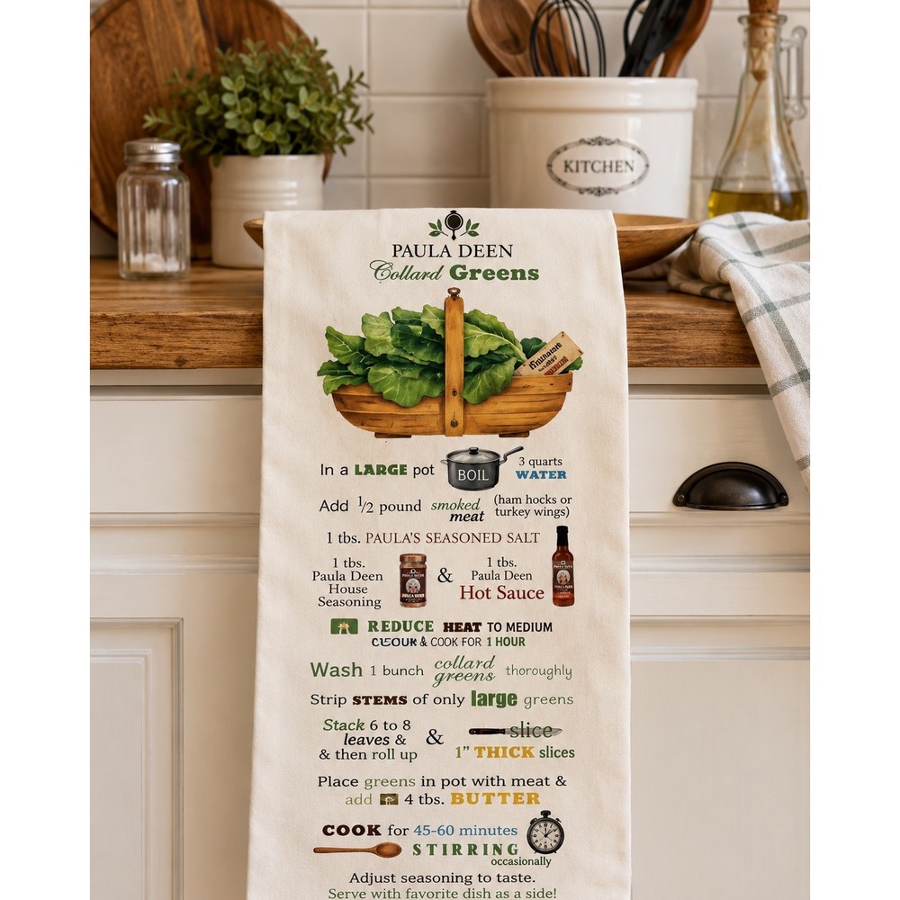 Paula Deen Collard Greens Recipe Kitchen Tea Towel New in Package